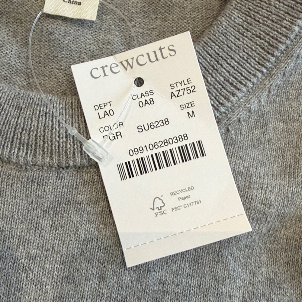 J. Crew Crewcuts grey crew neck cashmere/cotton blend sweater in medium (8-9). - Picture 3 of 3